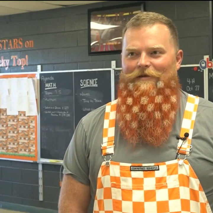 Teacher sports checkered beard to support Tennessee